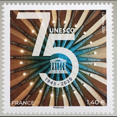 Frankreich France 2020 Diensmarke 83 75 Jahre UNESCO Humanität Engagement 