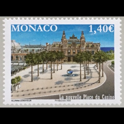 Monako Monaco 2020 Nr. 3502 Neue Anlage vor dem Casino von Monte Carlo