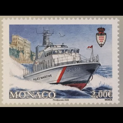 Monako Monaco 2020 Nr. 3511 Schiffsverkehr Polizei Beförderung Dienstschiff