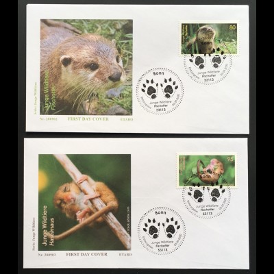 Bund BRD Ersttagsbrief FDC 3.September 2020 Nr. 3562-63 Tierbabies Otter Maus