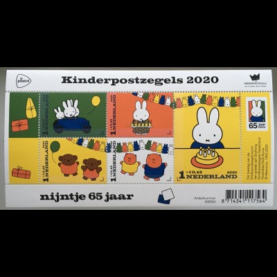 Niederlande 2020 Block 189 „Voor het Kind“ – 65 Jahre Kinderbuchfigur „Miffy“