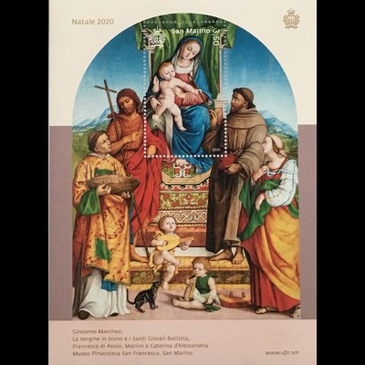 San Marino 2020 Block 96 Weihnachten Christmas Natale Maria mit Kind Engel