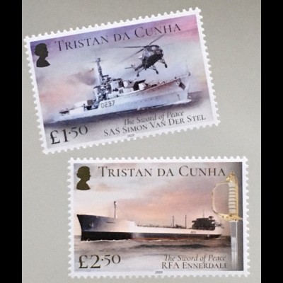 Tristan da Cunha 2020 Nr. 1359-60 Das Schwert des Friedens Auszeichnung Schiff