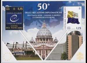 Vatikan Cittá del Vaticano 2020 Block 69 Dipl. Beziehungen EU und Europarat