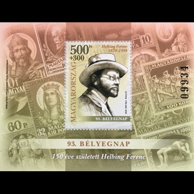 Ungarn 2020 Block 444 Tag der Briefmarke Ferenc Helbing Grafiker Künstler