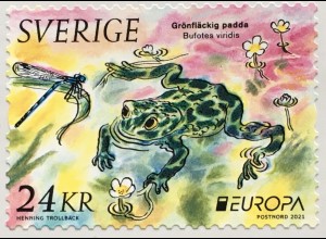 Schweden Sverige 2021 Nr. 3368 Gefährdete Wildtiere Wasserfrosch Libelle Europa