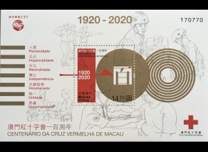 China Macau Macao 2020 Block 299 100 Jahre Rotes Kreuz 1920-2020 Humanität