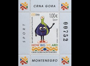 Montenegro 2020 Neuheit Spiele Europas Maskottchen Aubergine How big we are