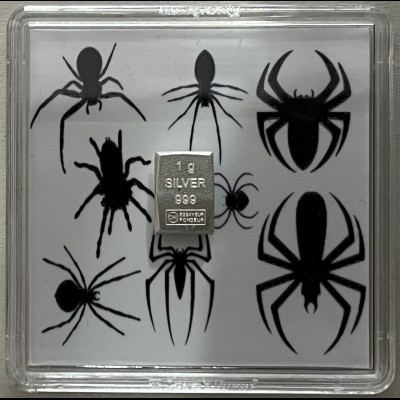 Silberbarren Geschenk zu verschiedenen Anlässen mit Motiveinleger Spinne