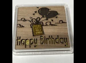 Goldbarren Wertvolle Geschenkidee zum Geburtstag mit Inschrift Happy Birthday
