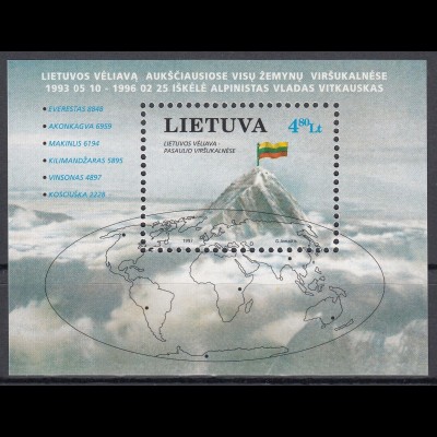 Litauen 1997 Block 10 Alpinismus Litauische Flagge auf einem Berggipfel