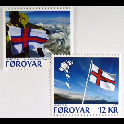Färöer 2015 Michel Nr. 834-35 75 Jahre Faröische Flagge Satz mit 2 Werten