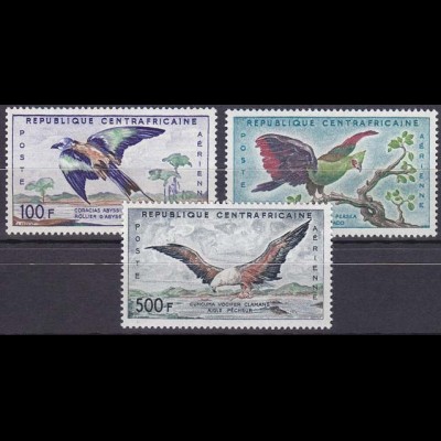 Zentralafrikanische Republik 1960, Nr. 12-14, Freimarkenserie - Luftpost Vögel