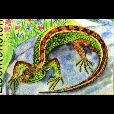 Zauneidechse Schlingnatter Bergeidechse Liechtenstein Briefmarkensatz Reptilien