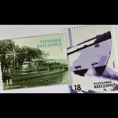Transportmittel Schiffe Briefmarken aus Makedonien