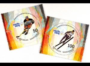 Olympische Winterspiele in Sotschi Eishockey Skispringen Briefmarken Makedonien