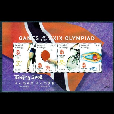 Tobago 2008, Block 81, Olympische Sommerspiele Peking, u. a. Tischtennis