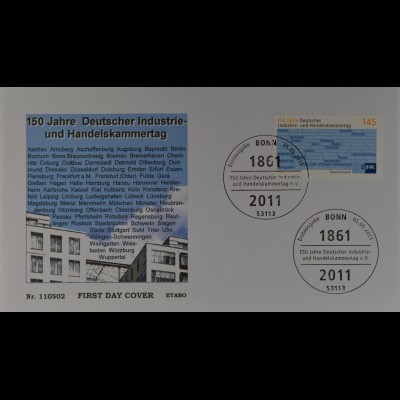 Bund BRD Ersttagsbrief FDC, Nr. 2865, Industrie- und Handelskammertag, IHK 2011