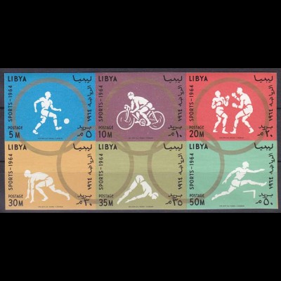 Libyen Libya 1964, Michel Nr. 160-65, Olympische Spiele Tokio ungezähnt