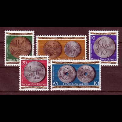 Papua Neuguinea Papua New Guinea 1975, Michel Nr. 283-87, neue Währung