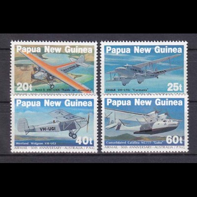 Papua Neuguinea Papua New Guinea 1984,Nr. 473-76, Flugzeuge. Flugpostverbindung.