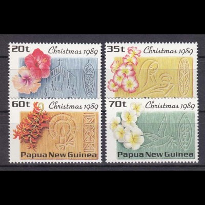 Papua Neuguinea Papua New Guinea 1989, Mi. Nr. 606-09, Weihnachten - Blüten.