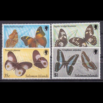 Salomoninseln Solomon Islands 1982, Nr. 455-58, Schmetterlinge, u. a. Taenaris