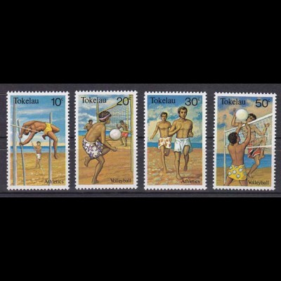 Tokelau 1981, Michel Nr. 70-73, Sport: Stabhoschsprung, Laufen, Vollyball