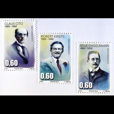 Claus Otto Bildhauer Robert Krieps René Engelmann Luxemburg Briefmarkensatz 2015