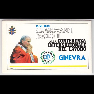 Vatikan, Papstreisebelege - Papst Johannes Paul II 15.06.1982 - Genf Folder