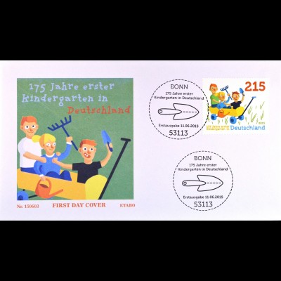 Bund BRD Ersttagsbrief FDC Michel Nr. 3158, 150 J. Kindergärten, 11. Juni 2015