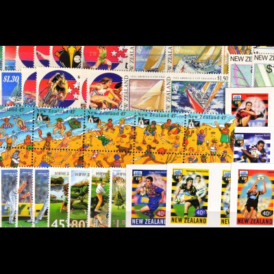 Neuseeland, Sportausgaben aus den Jahren 1987 - 99, 7 kpl. Sätze, siehe Bilder