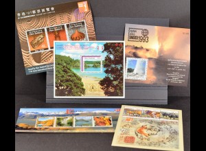 Neuseeland New Zealand, 5 Blocks zu Briefmarkenausstellungen, siehe Bilder