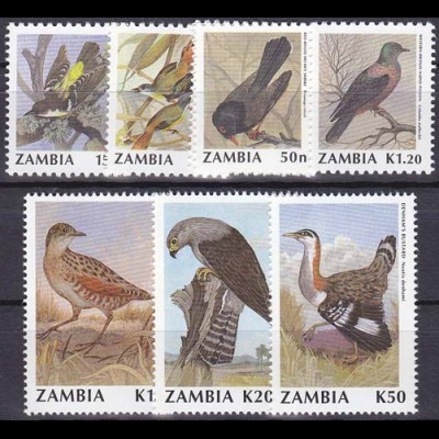 Sambia 1990, Michel Nr. 528-35, Vögel