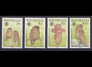 Seychellen Nr. 575-78 Nacktbeineule, v. amerik.Tierzeichner John James Audubon