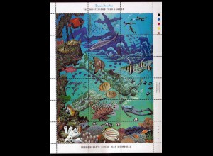 Mikronesien 1988, Unterwasserwelt, Michel Nr. 101-18. 1 Kleinbogen, Trúk-Lagune