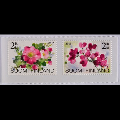 Finnland Finland 2015, Michel Nr. 2383-84, Blumen, Wildrose, Orchidee, 2 Werte