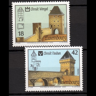 Luxemburg 2000 Michel Nr. 1512-13 UNESCO Welterbe Wenzel- und Vauban Rundweg