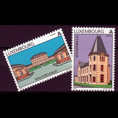 Luxemburg 2000 Michel Nr. 1495-96 **, Sehenswürdigkeiten, Schloss Walferdingen