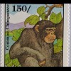 Schimpansen Motivsatz mit 8 Werten Muttertier mit Junge Schimpanse frißt