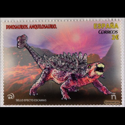 Dinosaurier Briefmarken mit Glitzersteinen Ankylosaurus Tyrannosaurus