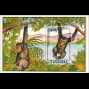 Schimpansen 2 Blockausgaben Primaten bei der Futtersuche und beim Spielen