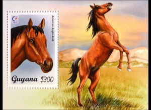 Pferderassen horses Anglo Araber Blockausgabe aus Guyana Pferdeblock