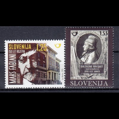 Slowenien Slovenia 2015 Mi.Nr. 1130 und 1131 Balthasar Hacquet und Max Fabiani