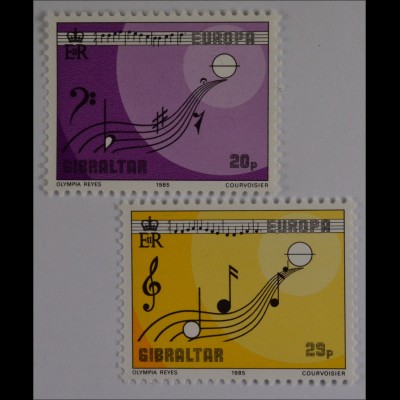 Gibraltar 1985, Mi. Nr. 487-88, Europa: Europäisches Jahr der Musik, Europahymne