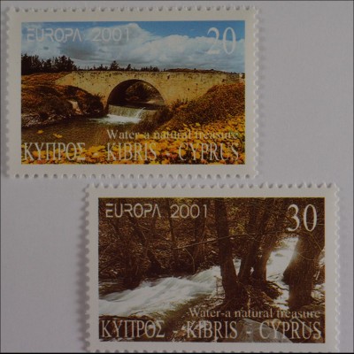 Zypern griechisch 2001, Michel Nr. 976-77, Europa: Lebenssprender Wasser, Akaki