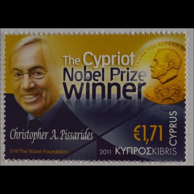 Zypern griechisch Cyprus 2011, Nr. 1217, Nobelpreisverleihung an C. Pissarides