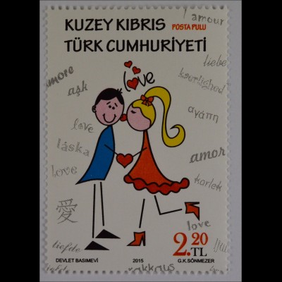 Zypern türkisch Cyprus Turkish 2015, Michel Nr. 804, Valentinstag, Herz, Love ..
