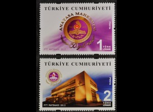 Türkei Turkey 2012, Mi.Nr. 3944-45, 50 Jahre Verfassungsgericht, Gerichtsgebäude