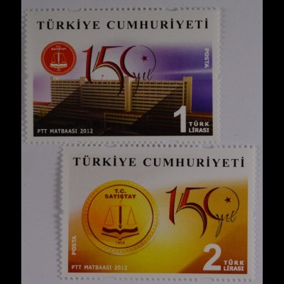 Türkei Turkey 2012, Mi. Nr. 3957-58, 150 Jahre Oberster Rechnungshof in Ankara